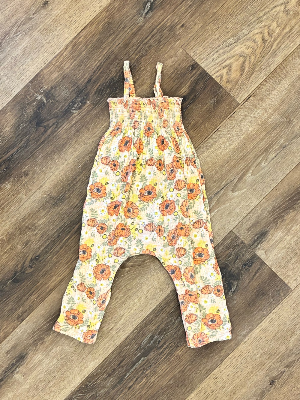 Angel Dear Floral Sleeveless Romper Summer Fall Cotton Play Outfit 12-18m